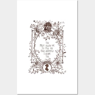 Jane Austen Pride And Prejudice Quote Mr. Darcy Proposal - literature quote Posters and Art